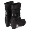 Botines tacón Chika 10 negros con caña arrugada, hebillas decorativas y tacón ancho