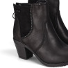 Botines tacón Chika 10 negros con costuras decorativas y tacón ancho de 6 cm
