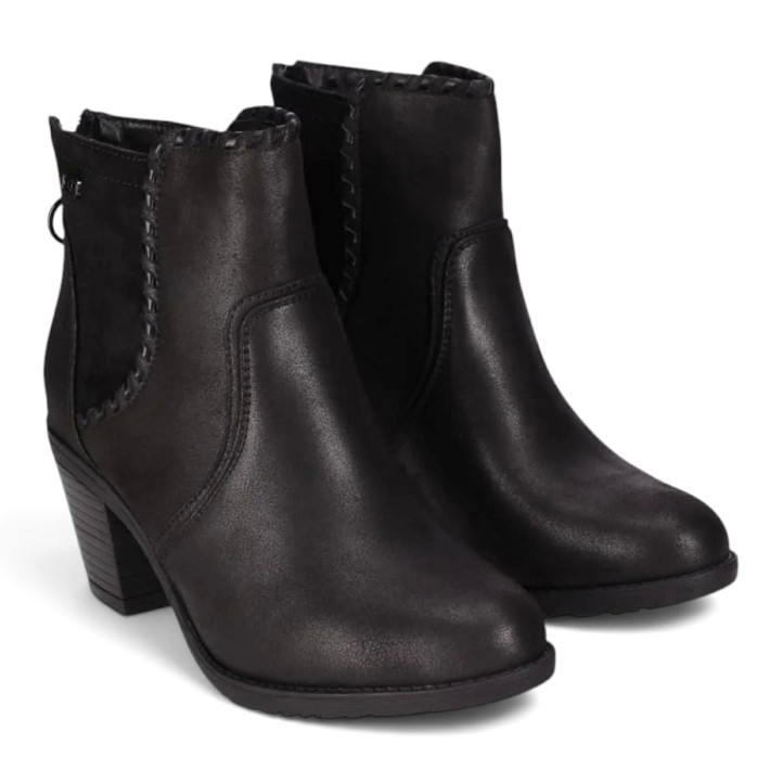 Botins de taló Chika 10 negres amb costures decoratives i taló ample de 6 cm - Querol online