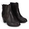 Botins de taló Chika 10 negres amb costures decoratives i taló ample de 6 cm