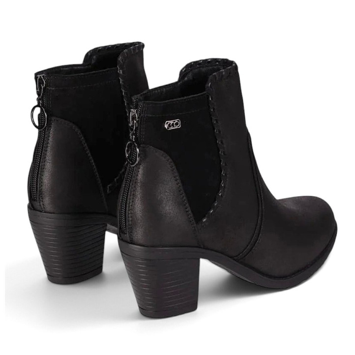Botins de taló Chika 10 negres amb costures decoratives i taló ample de 6 cm - Querol online