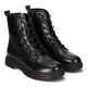 Botines Chika 10 militares negros de piel vegana con cordones y tacón bajo - Querol online