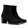 Botines tacón Miss Elastic Menphis negros efecto ante con tacón ancho de 6 cm
