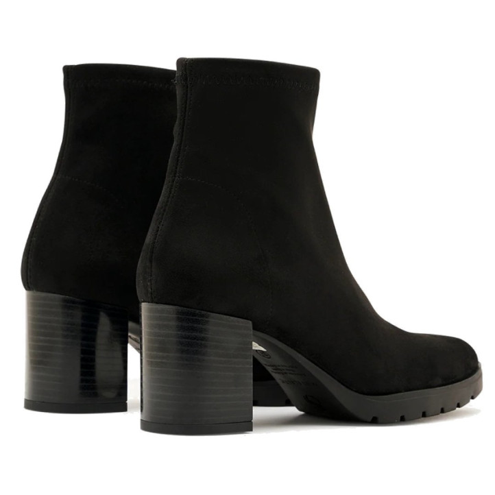 Botines tacón Miss Elastic Menphis negros efecto ante con tacón ancho de 6 cm - Querol online