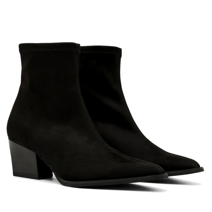 Botins de taló Miss Elastic Texaco negres efecte ant amb punta afilada i taló de 5,5 cm - Querol online