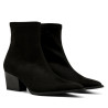 Botines tacón Miss Elastic Texaco negros efecto ante con punta afilada y tacón de 5,5 cm