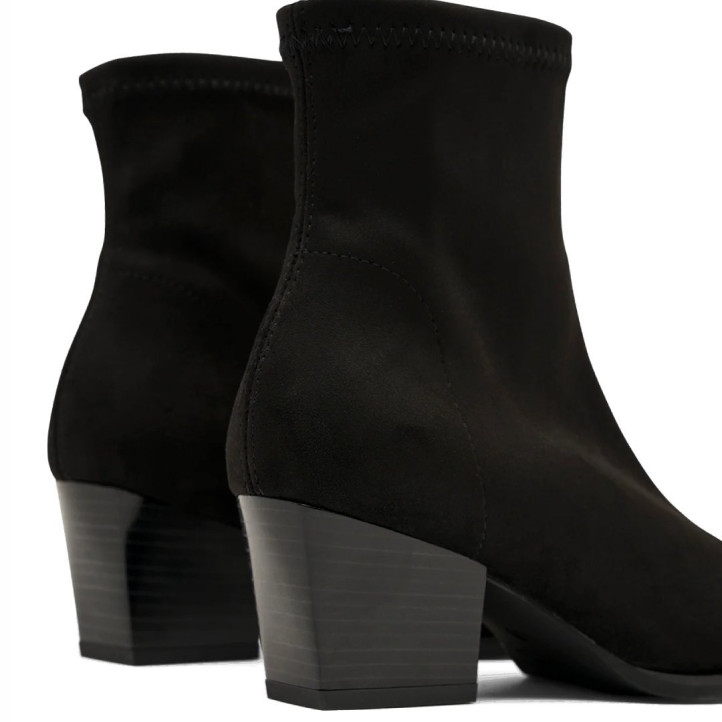 Botins de taló Miss Elastic Texaco negres efecte ant amb punta afilada i taló de 5,5 cm - Querol online