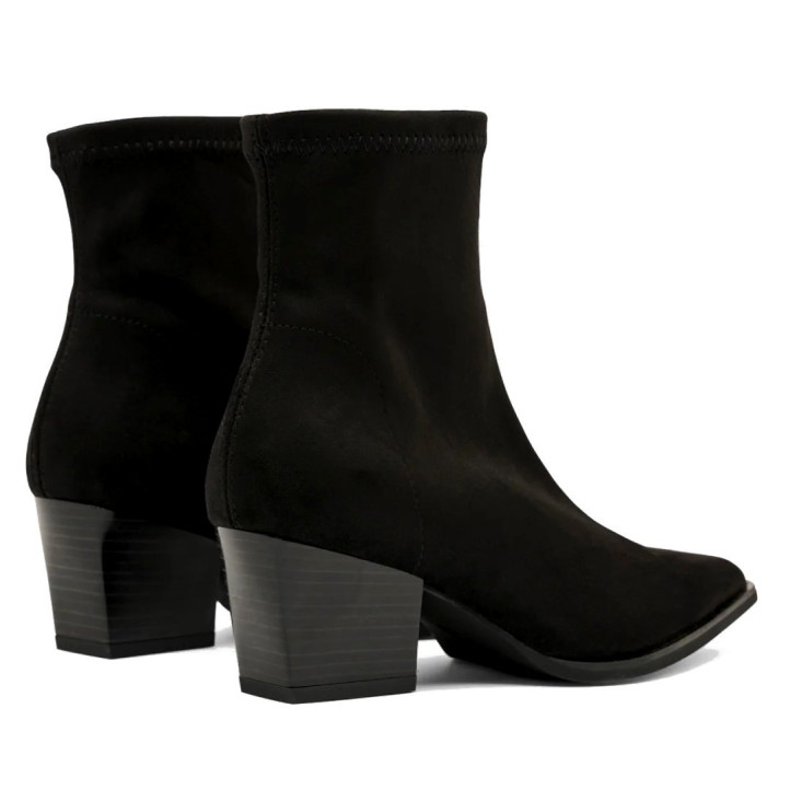 Botins de taló Miss Elastic Texaco negres efecte ant amb punta afilada i taló de 5,5 cm - Querol online