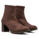 Botines tacón Miss Elastic Menphis marrón testa efecto ante con tacón de 6 cm - Querol online