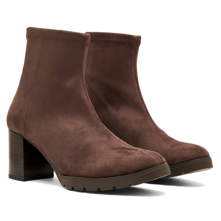 Botins de taló Miss Elastic Menphis marró testa efecte ant amb taló de 6 cm - Querol online