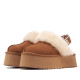 Zuecos UGG Funkette color chestnut con plataforma y pelo de oveja - Querol online