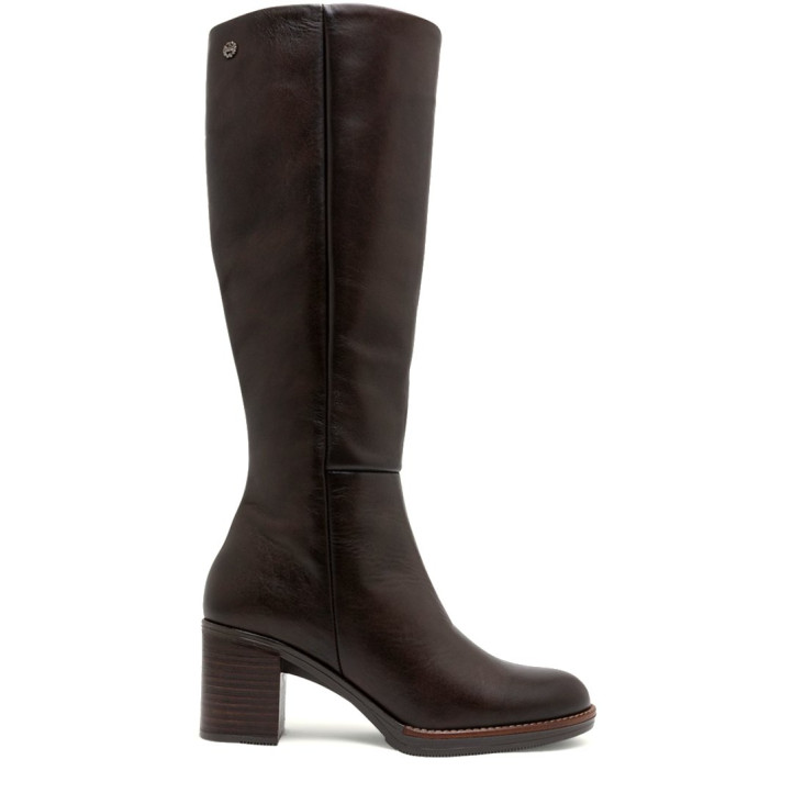 BOTAS DE PIEL DE TACÓN TRIANA MOKA PORRONET - Querol online