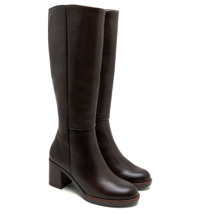 BOTAS DE PIEL DE TACÓN TRIANA MOKA PORRONET - Querol online