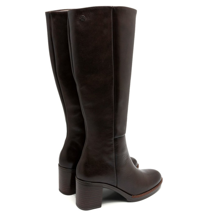 BOTAS DE PIEL DE TACÓN TRIANA MOKA PORRONET - Querol online