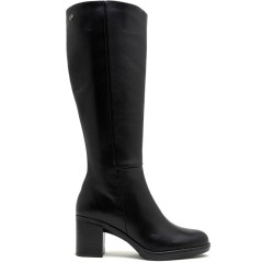 BOTAS DE PIEL DE TACÓN TRIANA NEGRO PORRONET - Querol online