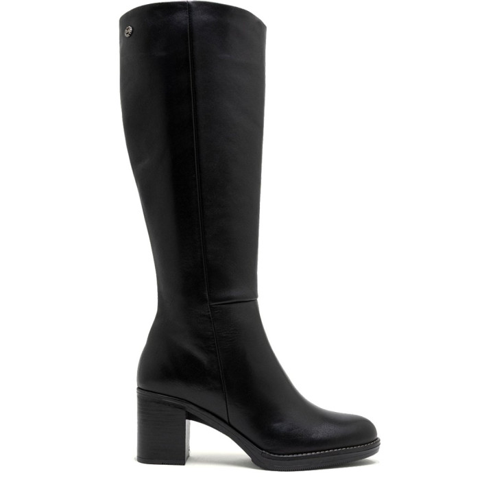 BOTAS DE PIEL DE TACÓN TRIANA NEGRO PORRONET - Querol online