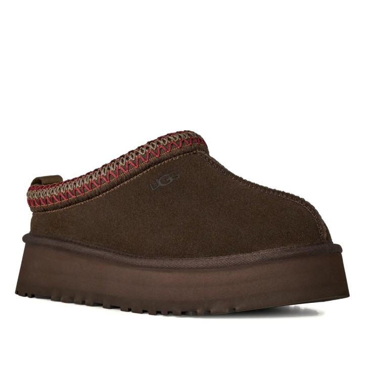 Zuecos UGG Tazz II marrón Dusted Cocoa con plataforma y detalle trenzado - Querol online