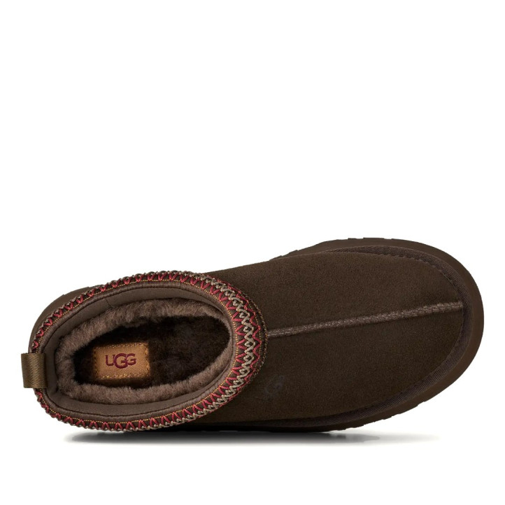 Zuecos UGG Tazz II marrón Dusted Cocoa con plataforma y detalle trenzado - Querol online