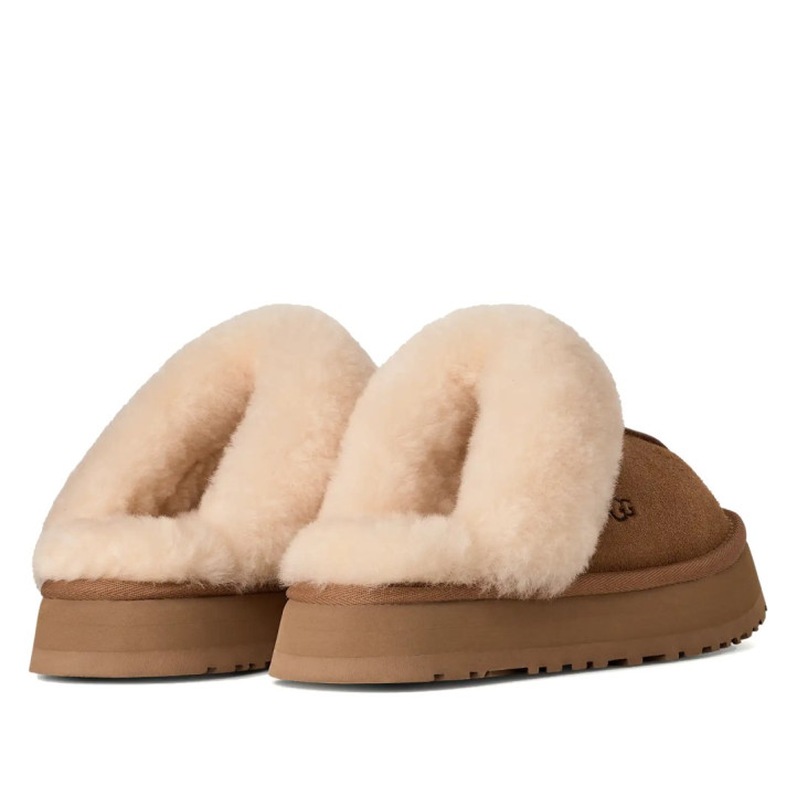 Zuecos UGG Disquette en color Chestnut con plataforma y pelo de oveja - Querol online
