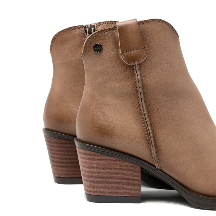BOTINES COWBOY DE PIEL CON CREMALLERA NATALIA TAUPE PORRONET - Querol online