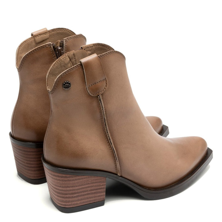 BOTINES COWBOY DE PIEL CON CREMALLERA NATALIA TAUPE PORRONET - Querol online
