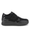 Zapatillas STONEFLY Cream 68 negros con velcro, strass y cuña