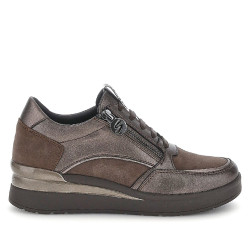 Zapatillas STONEFLY Cream 58 marrón oscuro con cuña, cordones y cremallera lateral - Querol online