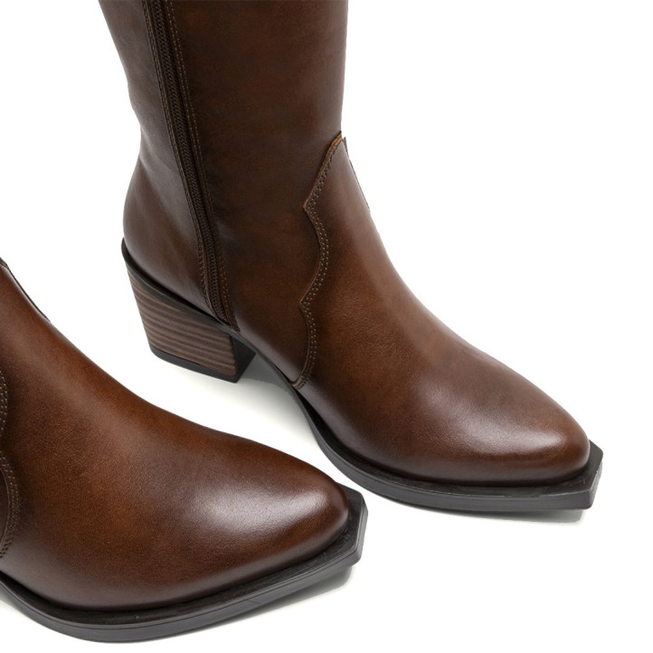 BOTAS COWBOY DE PIEL CON CREMALLERA NEREA CUERO PORRONET - Querol online