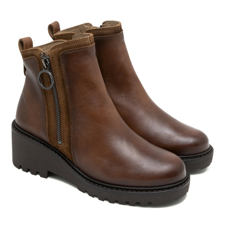 BOTINES DE PIEL CON CUÑA Y CREMALLERA PAZ CUERO PORRONET - Querol online