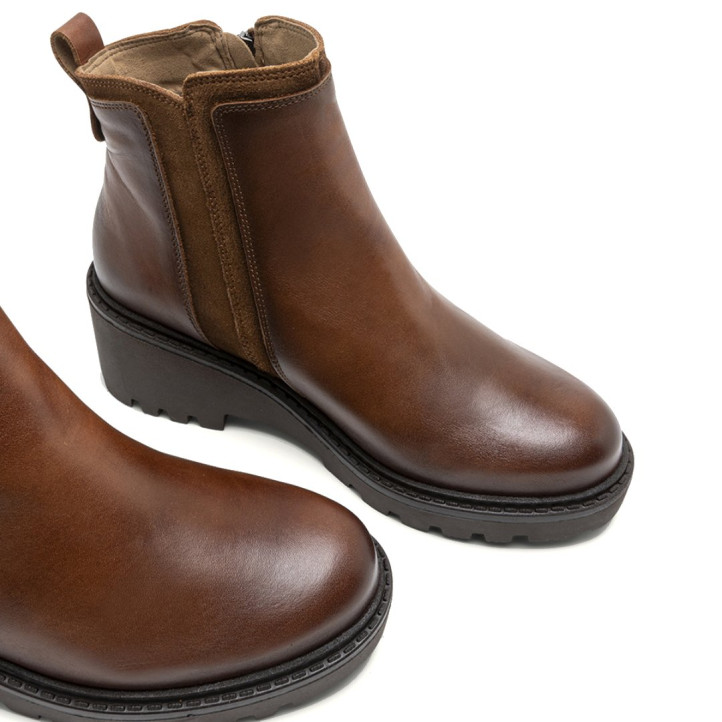 BOTINES DE PIEL CON CUÑA Y CREMALLERA PAZ CUERO PORRONET - Querol online