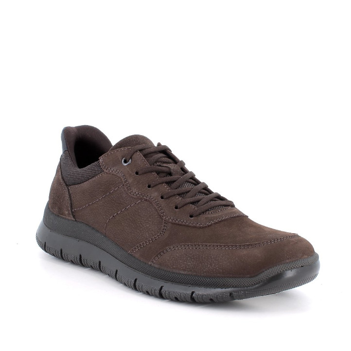 Sabates sport Imac d'home marrons de pell amb cordons i sola flexible - Querol online