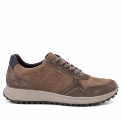 Zapatos sport Imac de hombre marrones de piel con cordones y suela deportiva - Querol online