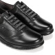 Zapatos planos Fluchos Susan de mujer negros de piel con cordones elásticos - Querol online