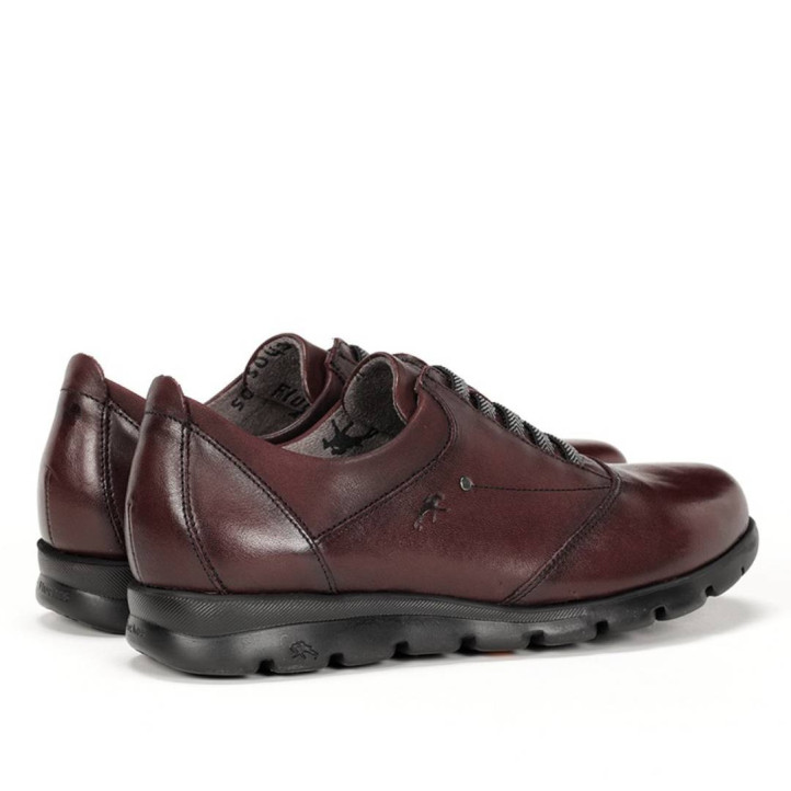 Zapatos planos Fluchos Susan de mujer burdeos de piel con cordones elásticos - Querol online