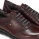 Zapatos planos Fluchos Susan de mujer burdeos de piel con cordones elásticos - Querol online