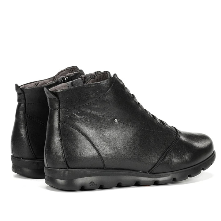 Botins plans Fluchos Susan de dona negres de pell amb cordons elàstics - Querol online