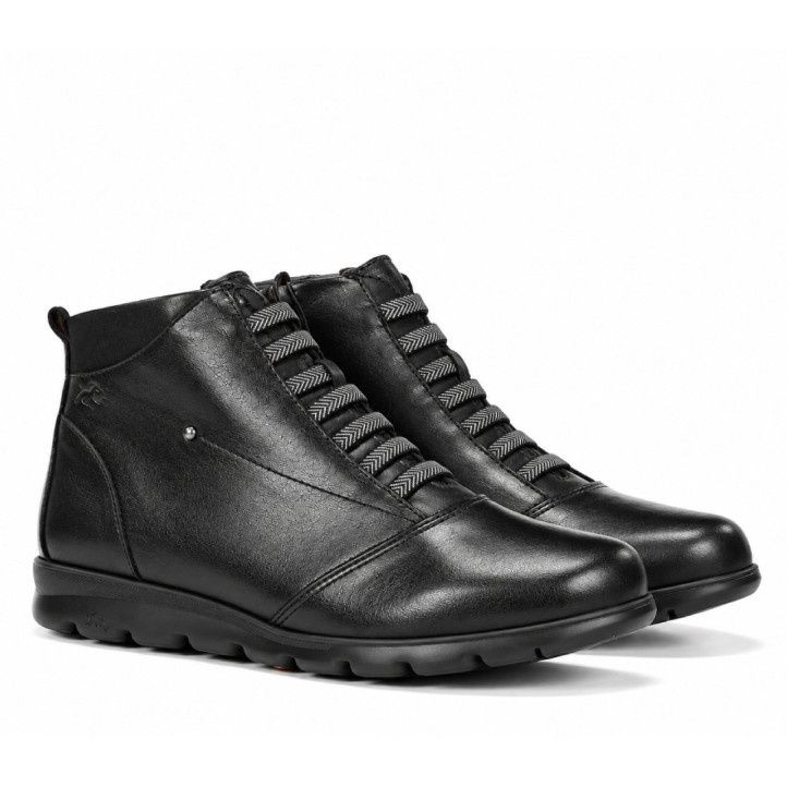 Botins plans Fluchos Susan de dona negres de pell amb cordons elàstics - Querol online