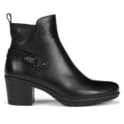Botines tacón Fluchos Nydia negros de piel con tacón y hebilla decorativa - Querol online