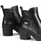 Botines tacón Fluchos Nydia negros de piel con tacón y hebilla decorativa - Querol online