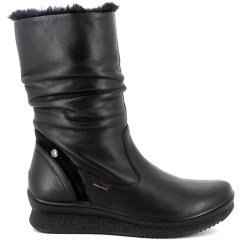 Botas Imac de mujer negras de media caña con pelo interior y cuña baja - Querol online