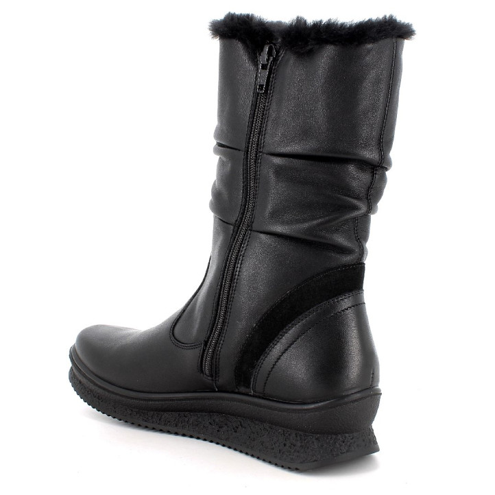 Botas Imac de mujer negras de media caña con pelo interior y cuña baja - Querol online