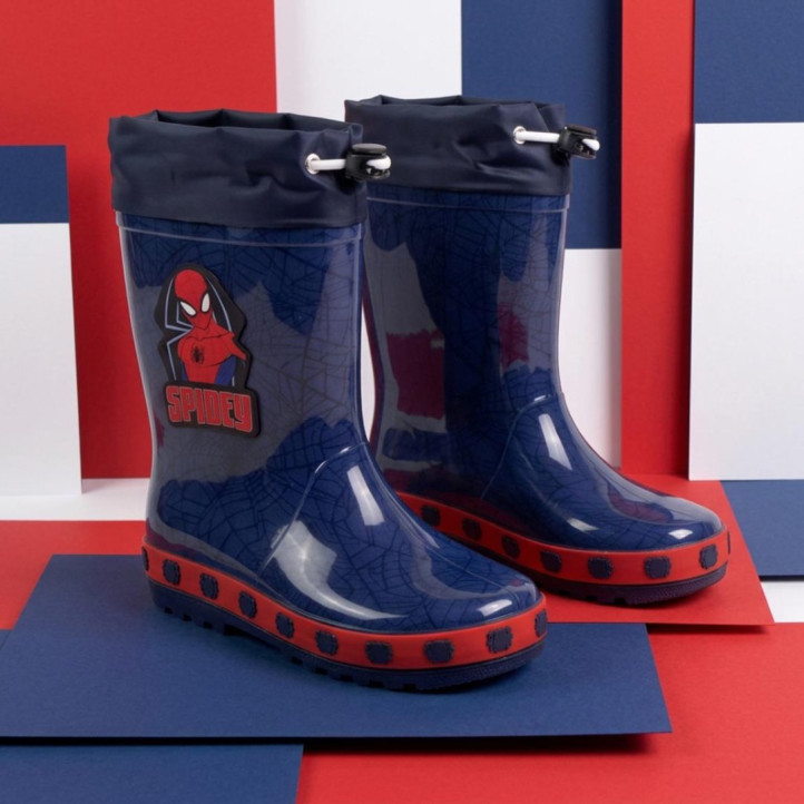 Botas agua Cerda Spidey azul marino con estampado de telarañas y ajuste superio - Querol online