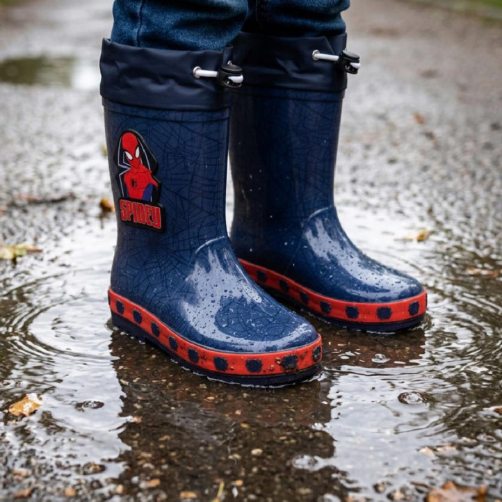 Botas agua Cerda Spidey azul marino con estampado de telarañas y ajuste superio - Querol online