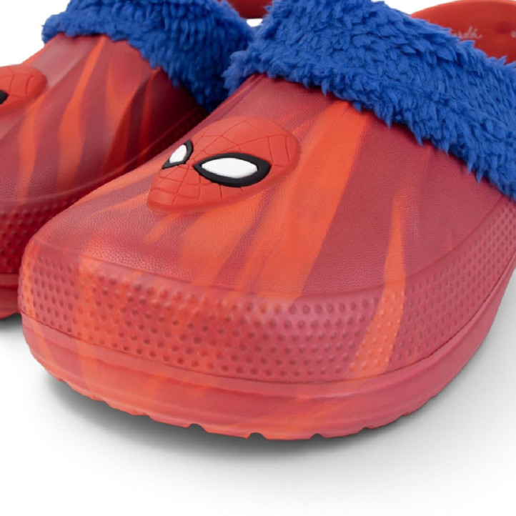 Zapatillas casa Cerda Spiderman rojas con borreguillo azul y tira ajustable - Querol online