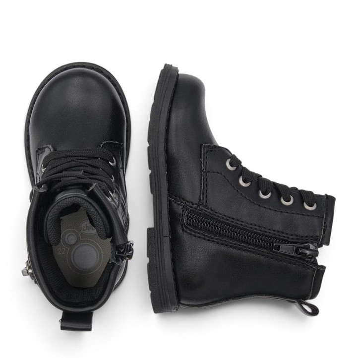 Botines Chicco negros con cordones, cremallera lateral y corazones decorativos - Querol online