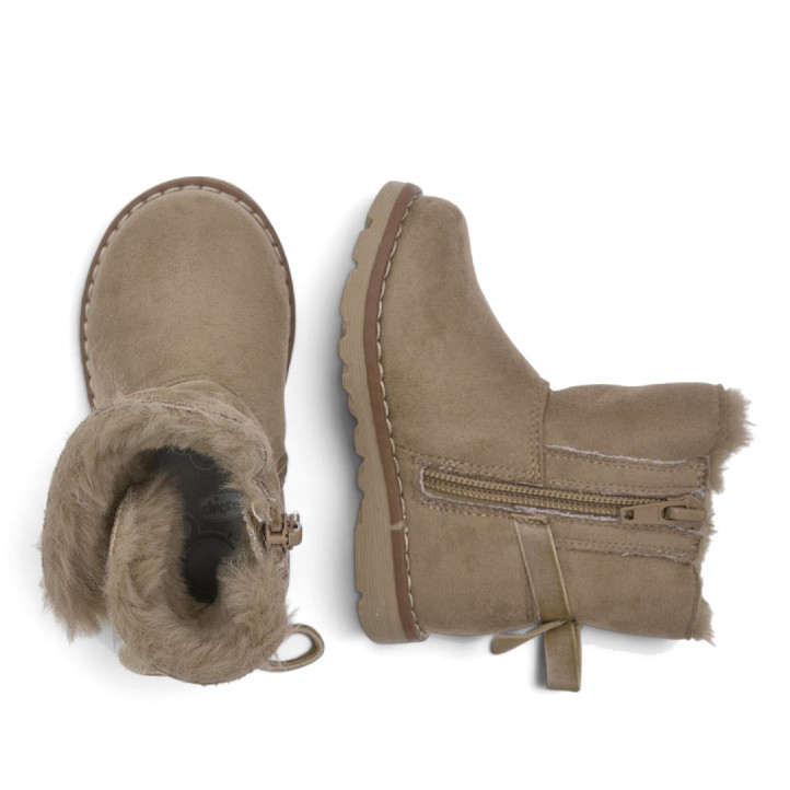 Botins Chicco Faloma talp amb pèl interior, cor daurat i cremallera lateral - Querol online
