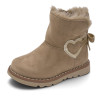 Botines Chicco Faloma taupe con pelo interior, corazón dorado y cremallera l
