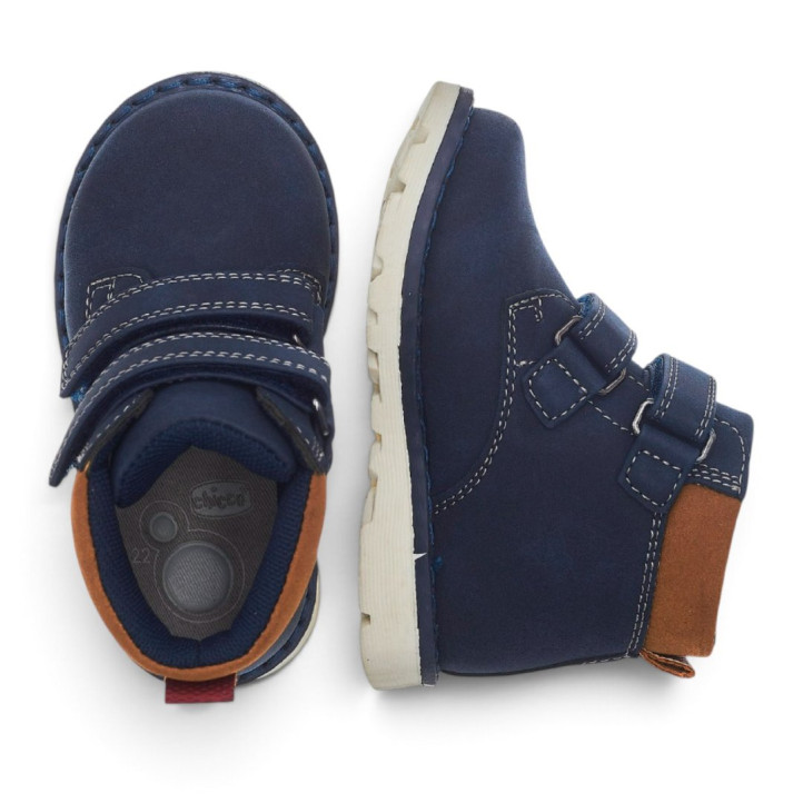 Botins Chicco Fabel blau marí amb doble velcro, coll encoixinat i sola flexible - Querol online