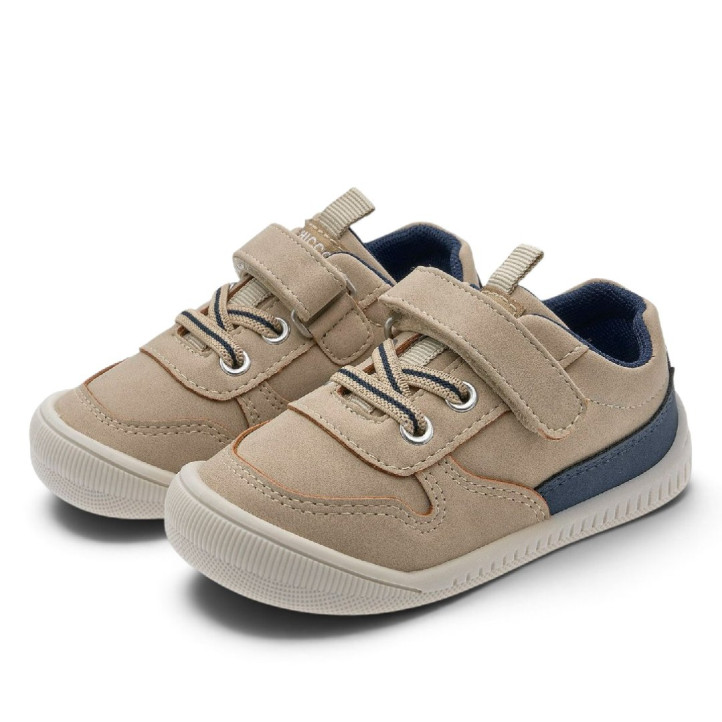 Sabatilles Chicco barefoot beix taupe amb velcro, cordons elàstics i sola f - Querol online