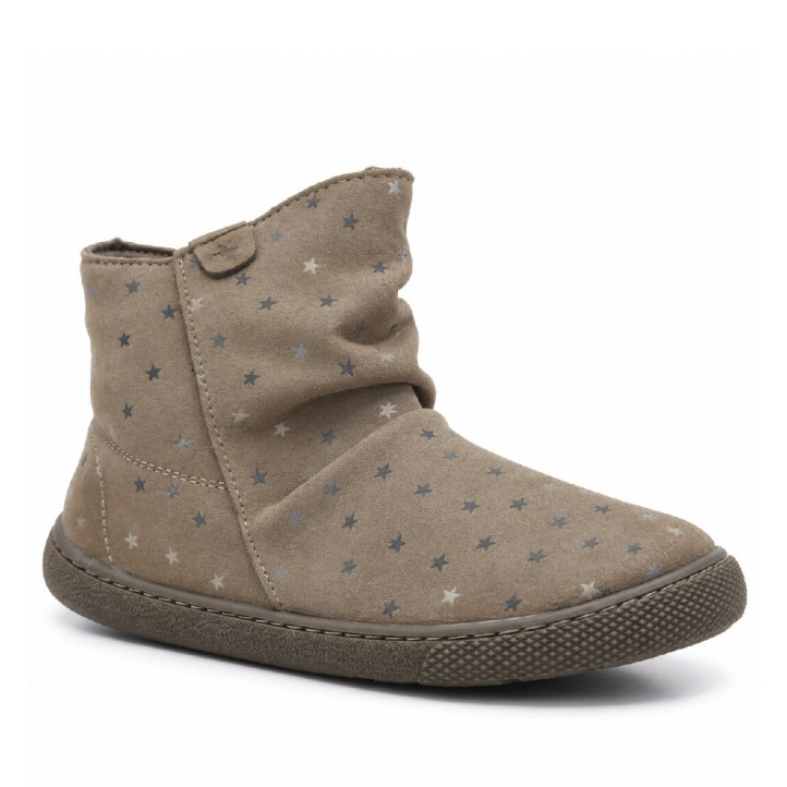 Botines Vulladi taupe con estampado de estrellas y cierre de velcro - Querol online